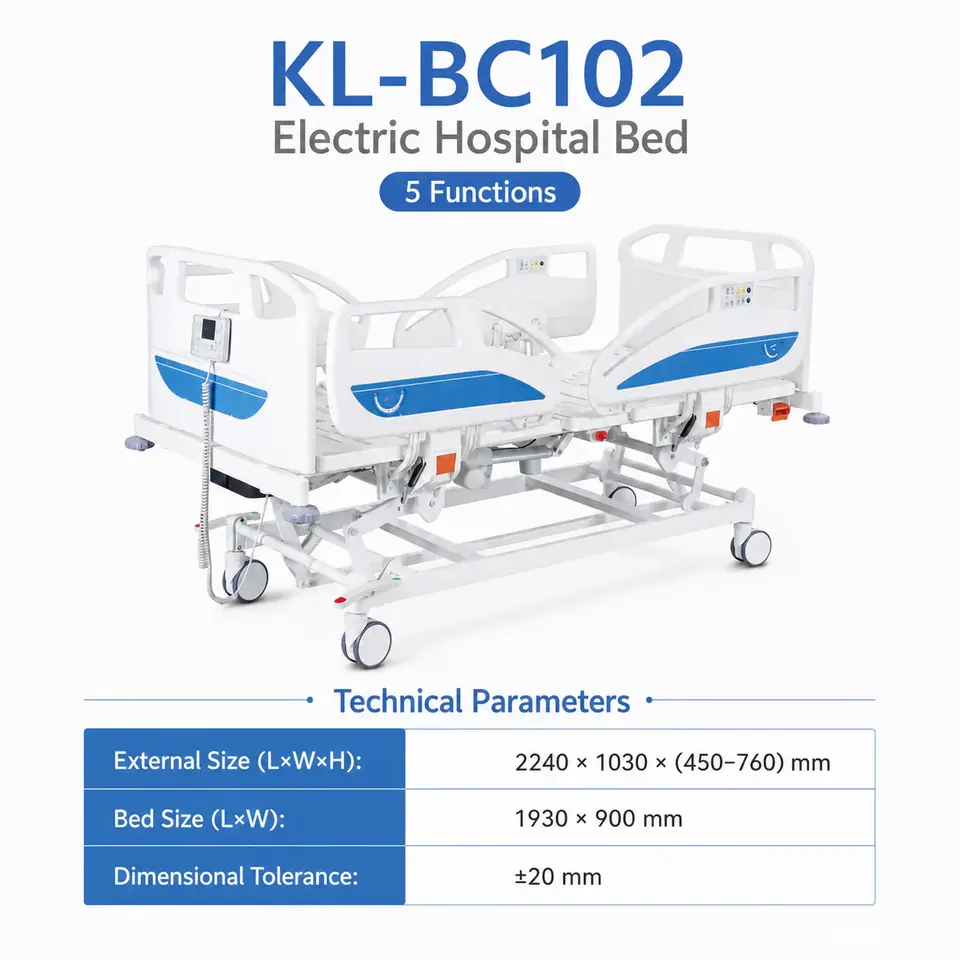 KL-BC102 electric hospital bed angled view