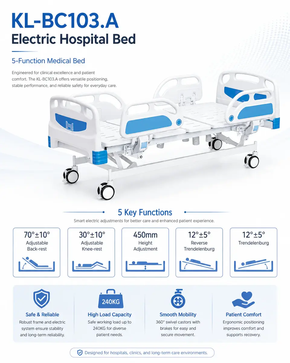KL-BC103-A electric hospital bed footboard detail