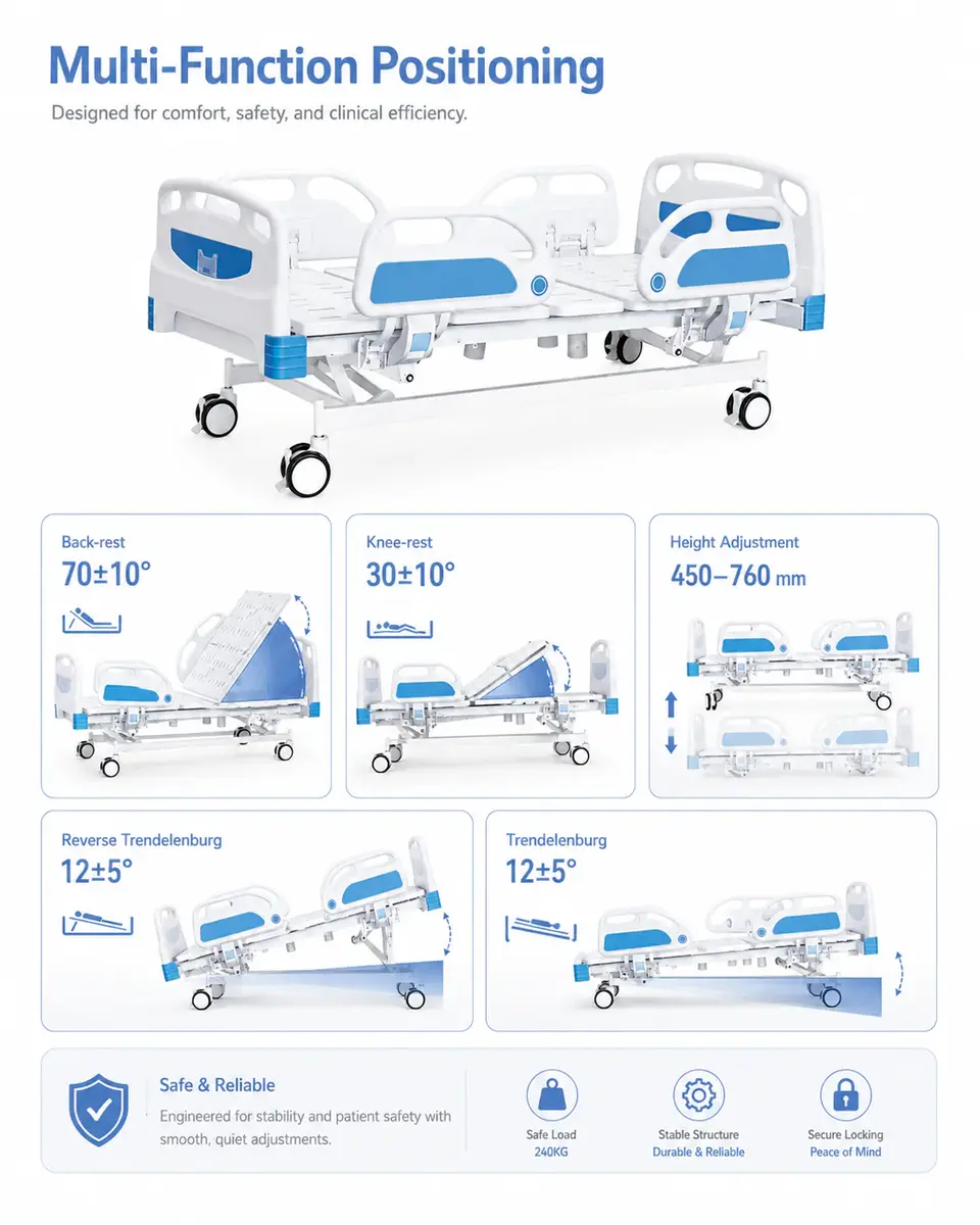 KL-BC103-A electric hospital bed head section and side rails