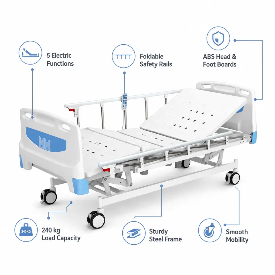 KL-BC103 electric hospital bed full length view
