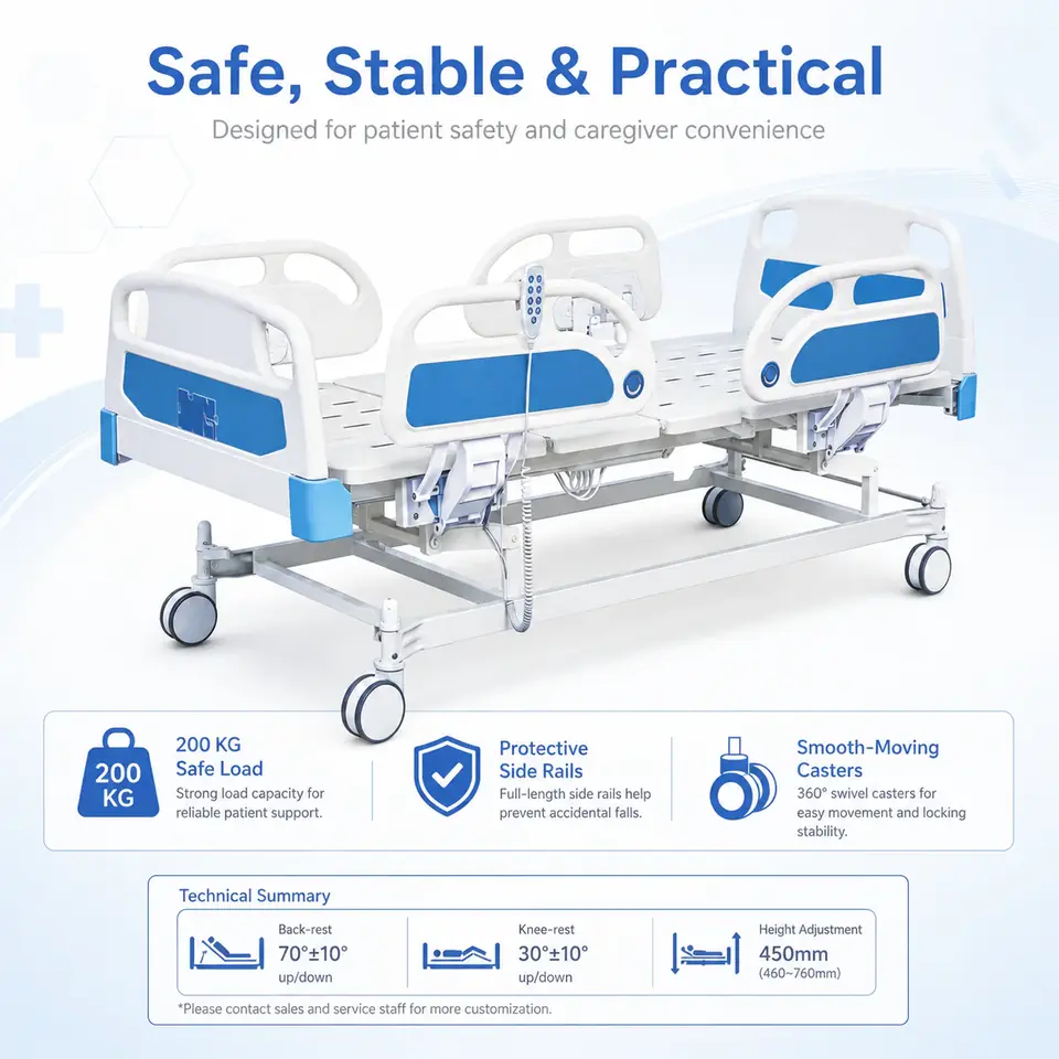 KL-BC104-A electric hospital bed full length view