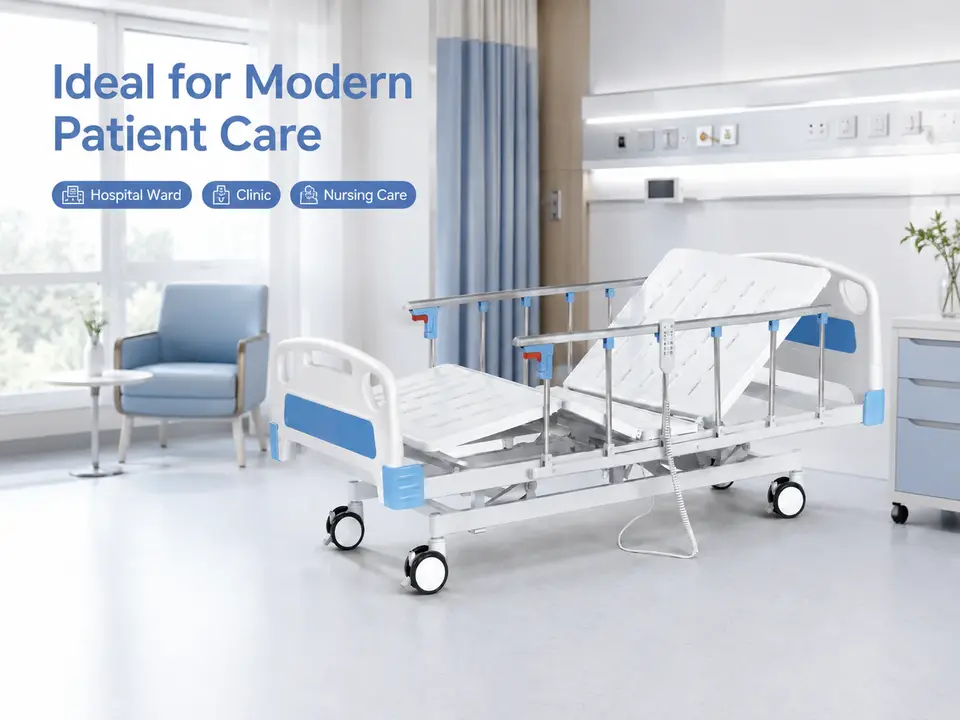 KL-BC104 electric hospital bed footboard and caster detail