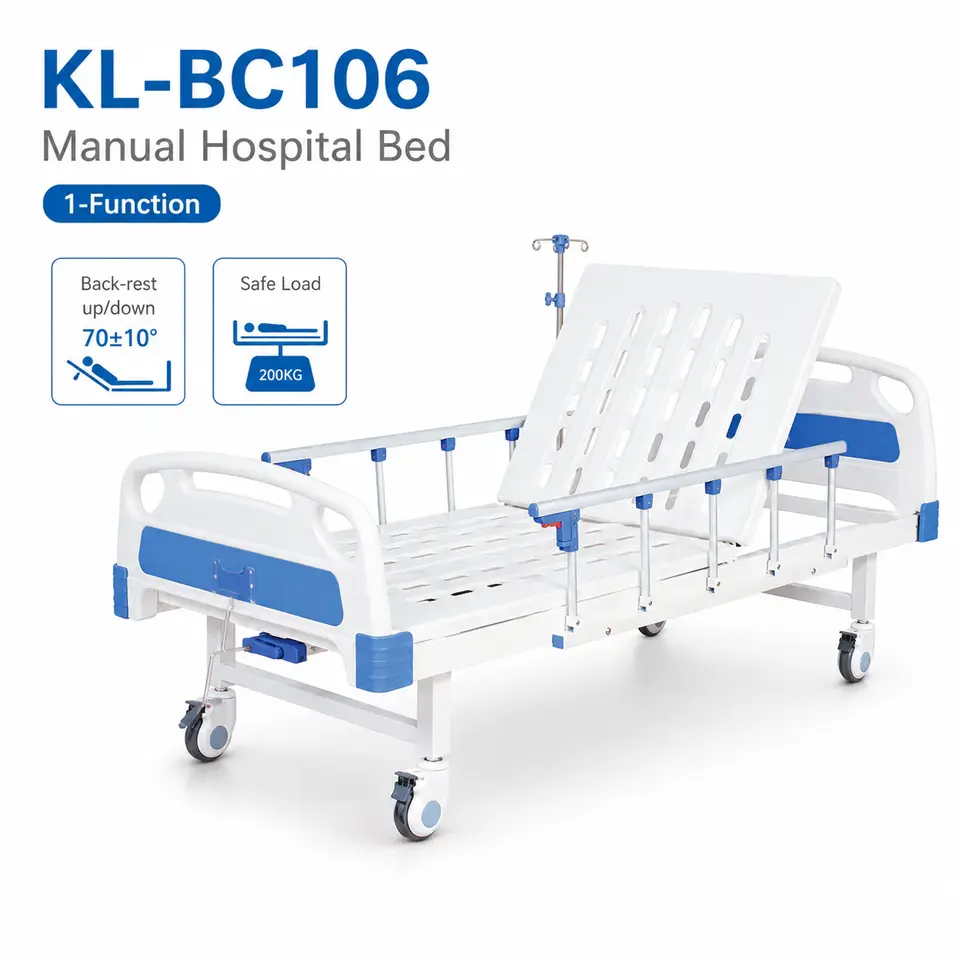 Keling KL-BC106 manual hospital bed in a ward setting