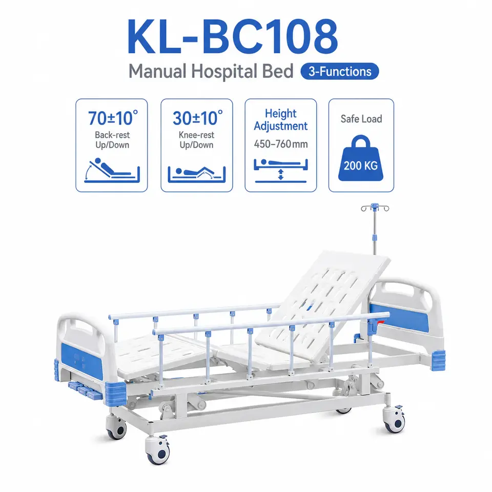 Keling KL-BC108 manual hospital bed in a ward setting
