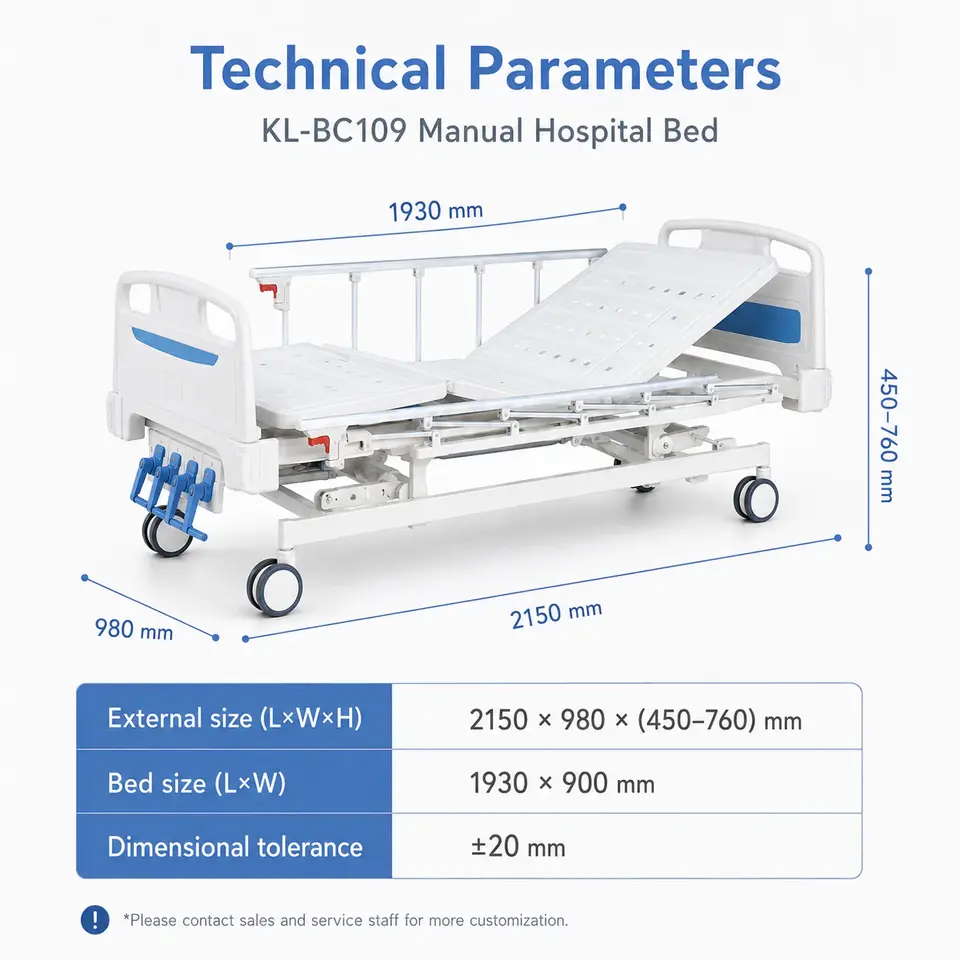 KL-BC109 manual hospital bed in hospital room
