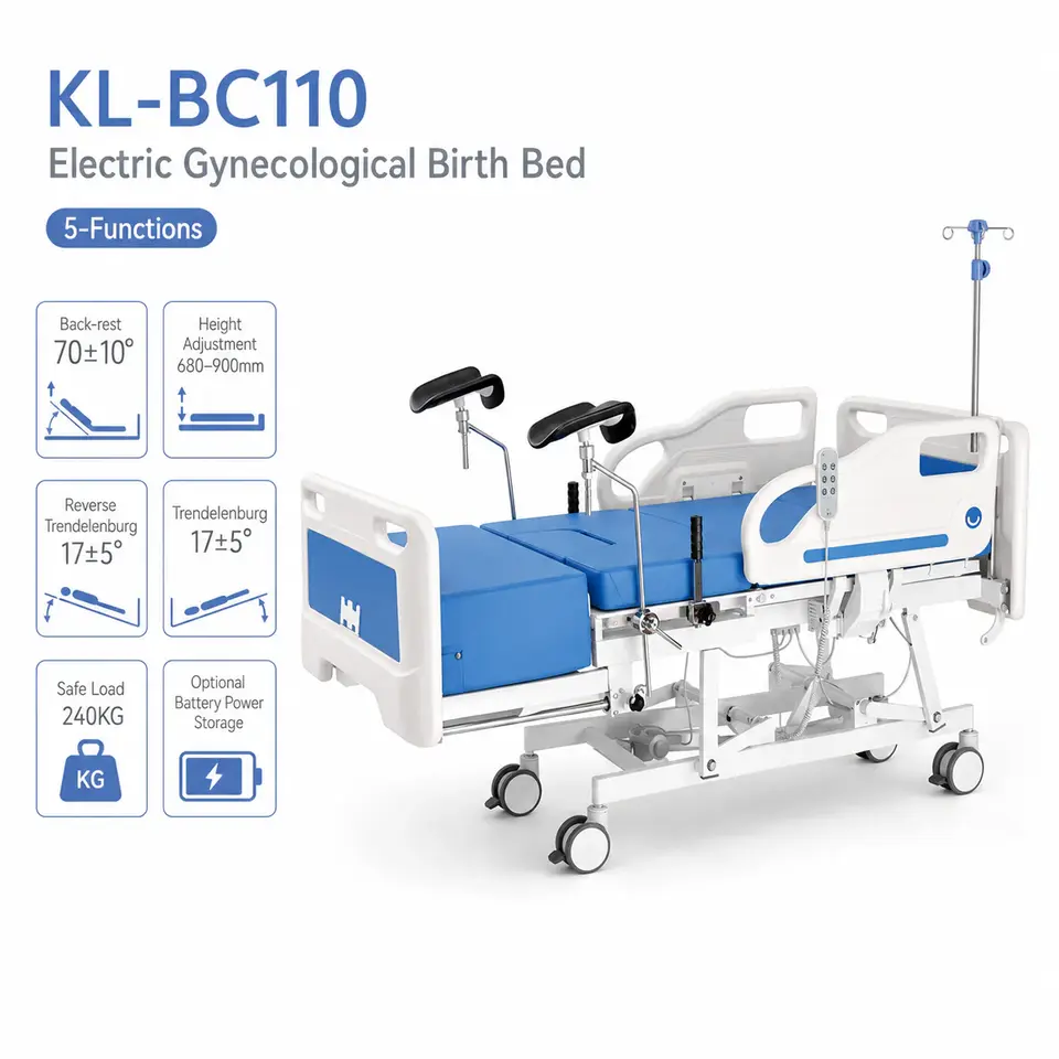 Keling KL-BC110 electric gynecological birth bed in a delivery room