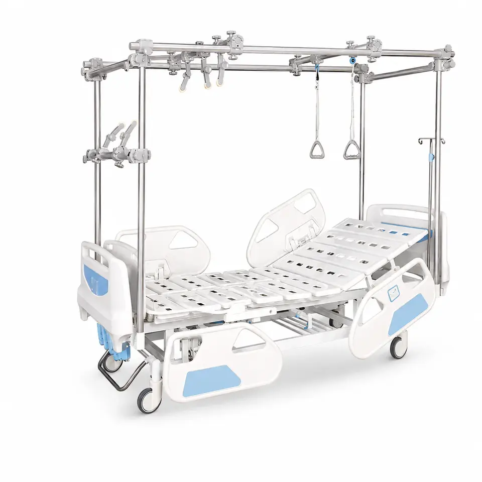 Keling KL-BC111 orthopaedic bed fitted with an overhead traction frame.