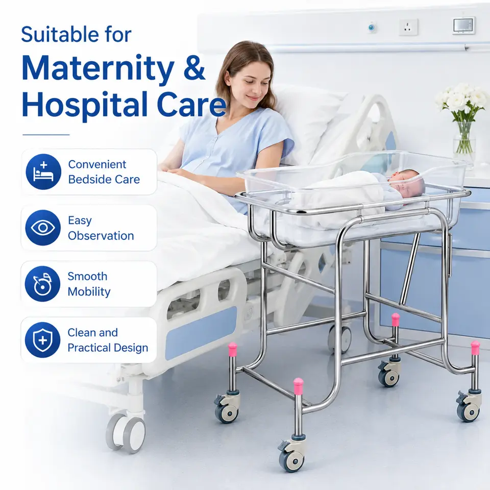 KL-BC118 stainless steel frame detail and bassinet connection point