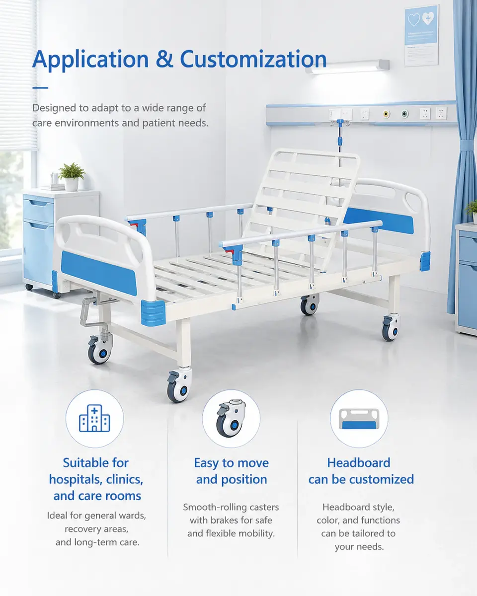 Keling KL-BC129 flat bed full view in ward environment