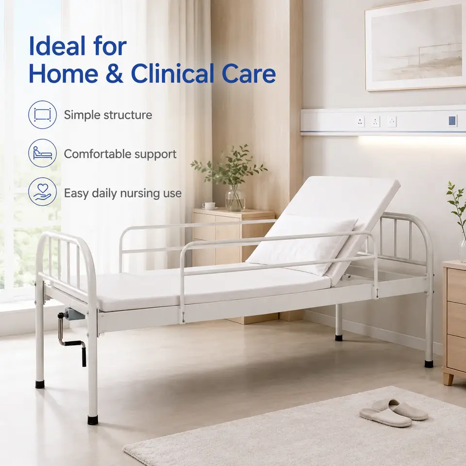 KL-BC131 single rocking bed showing manual crank mechanism detail