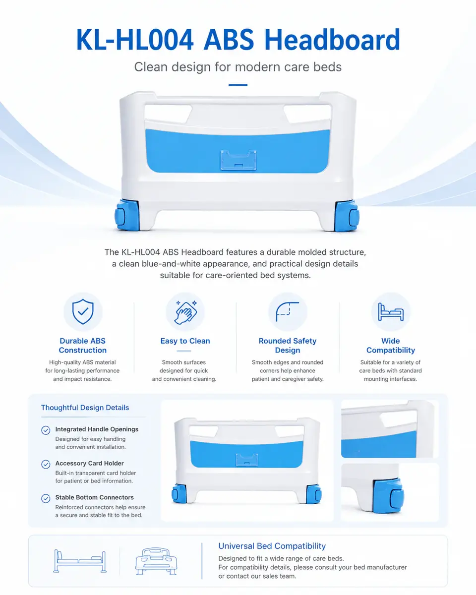 KL-HL004 ABS headboard close-up showing blue insert and white frame contrast