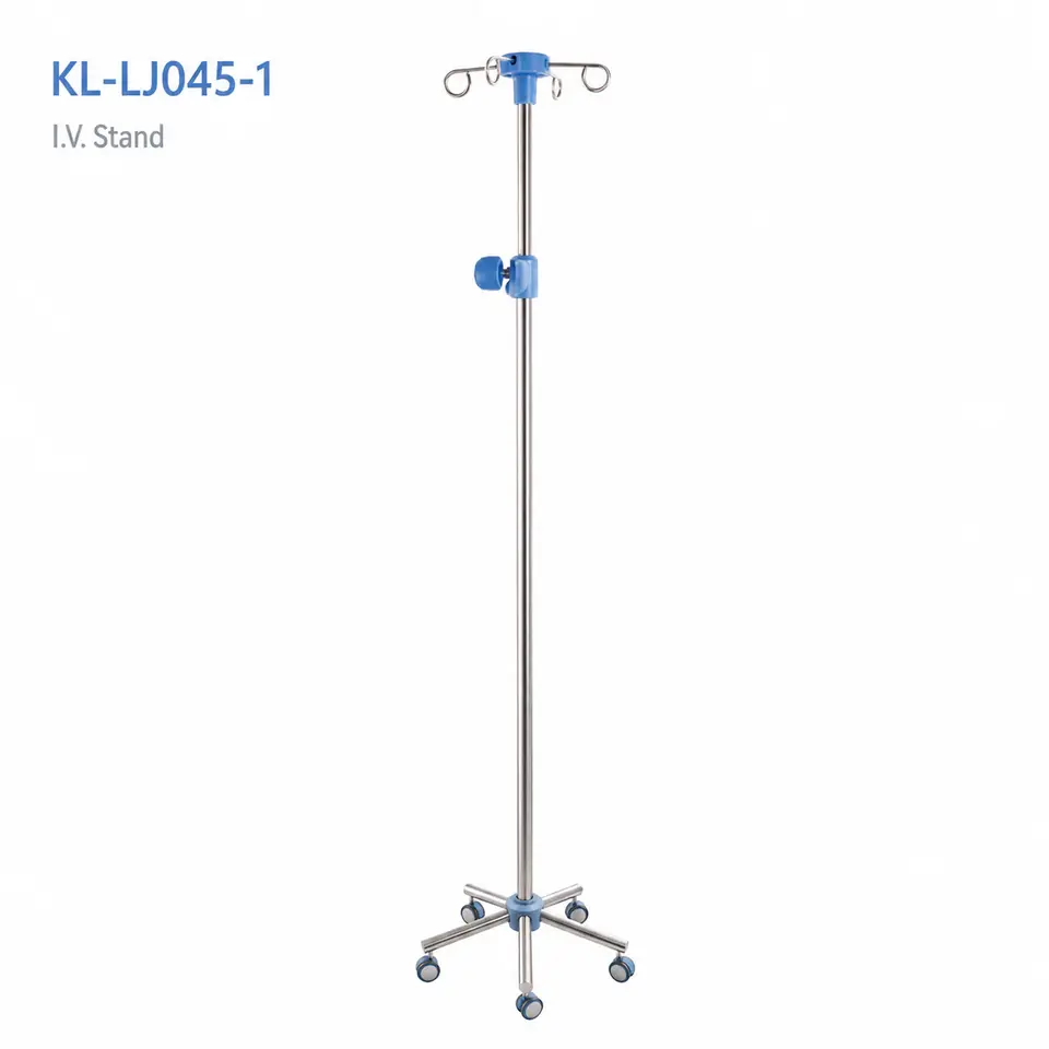 Keling KL-LJ045-1 IV pole shown on a mobile base in the website image.