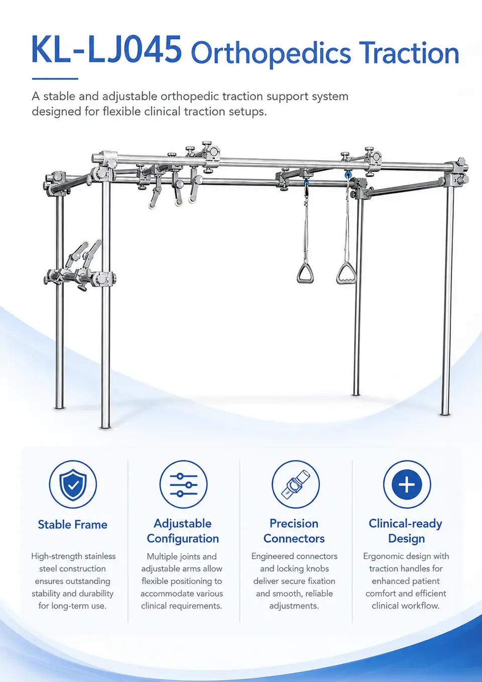KL-LJ045 lateral arm adjustment clamp detail on bed frame rail