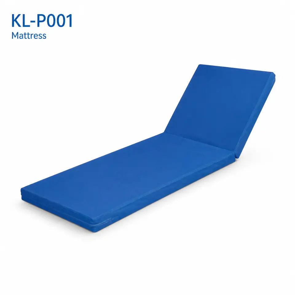 KL-P001 hospital mattress in blue PU cover on hospital bed in ward setting