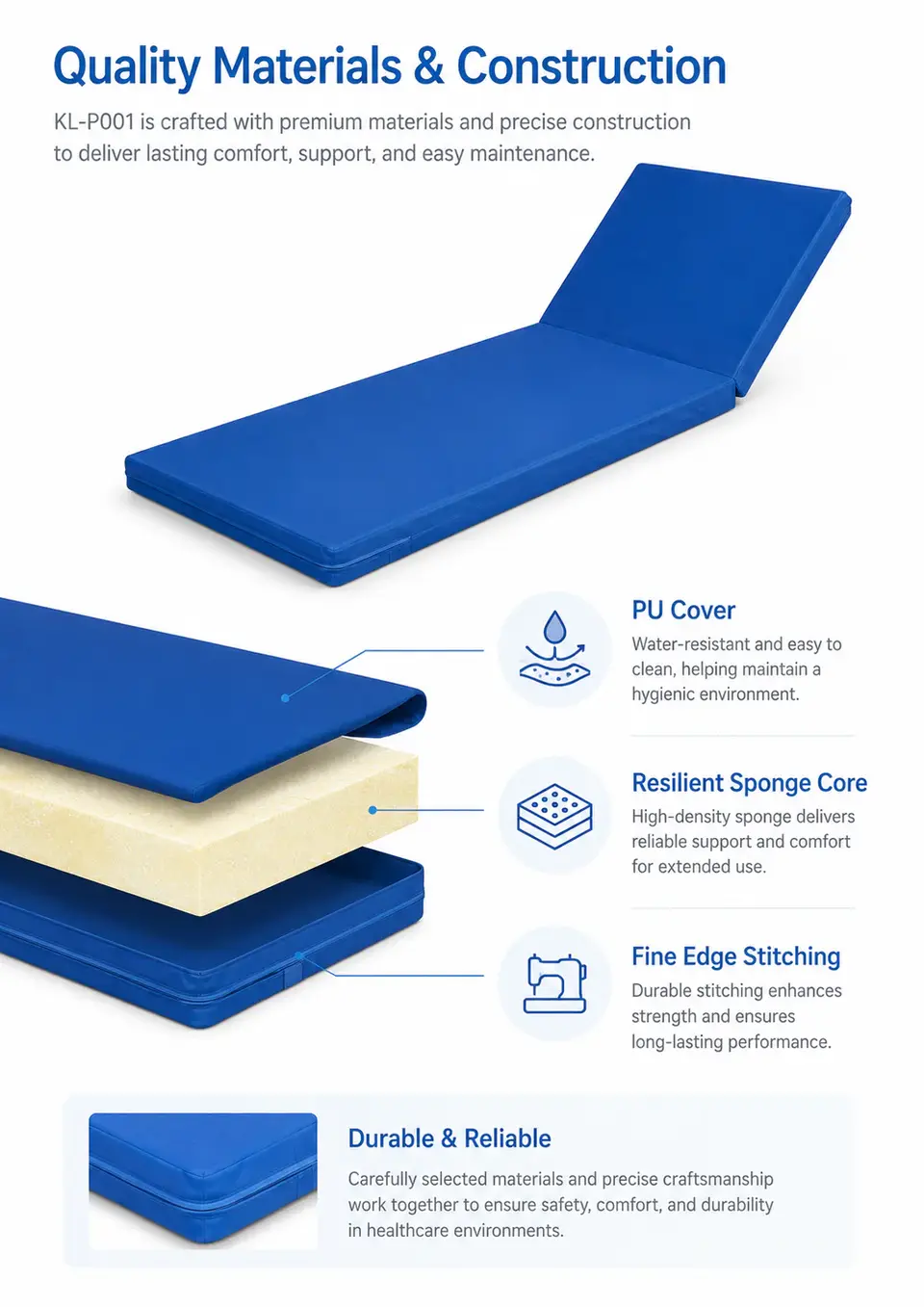 KL-P001 mattress thickness comparison showing 60 mm and 150 mm options