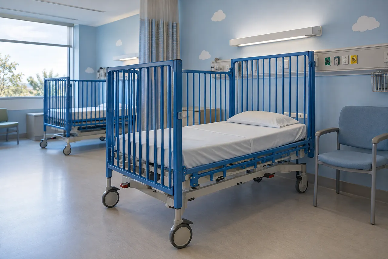 paediatric inpatient ward scene; illustrative layout, not an actual customer installation